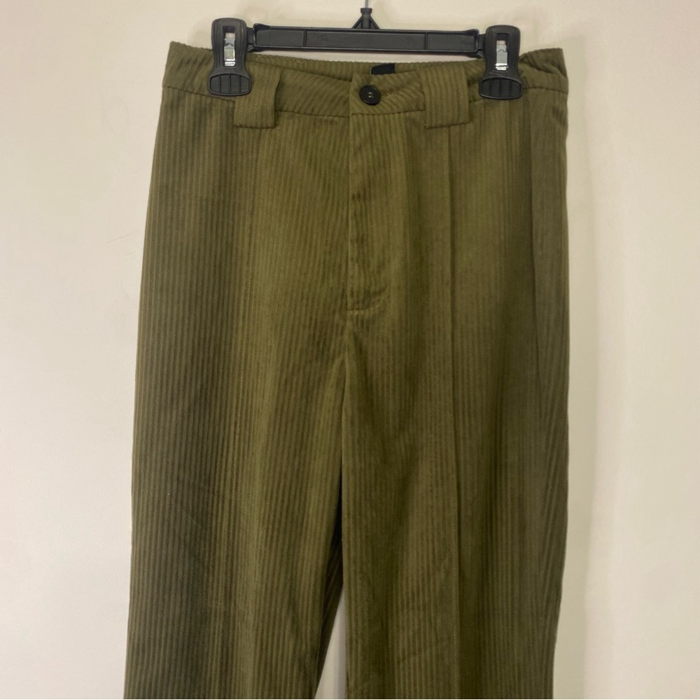 Cider Corduroy Green Wide Flare Leg High Waisted Trouser Pants XS 90s Y2K Office - Picture 3 of 12
